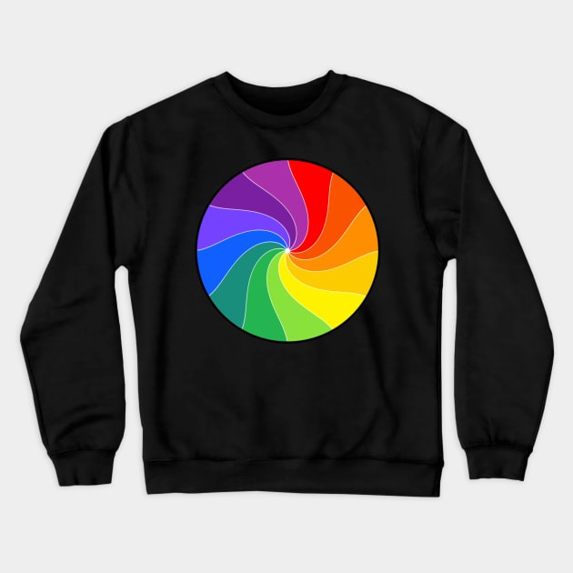 Twelve Color Wheel, a Happy Twirled Rainbow Crewneck Sweatshirt by SirLeeTees